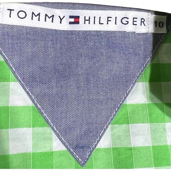 Tommy Hilfiger Green Gingham Tie Front Crop Top - Size 10 - Picture 5 of 8